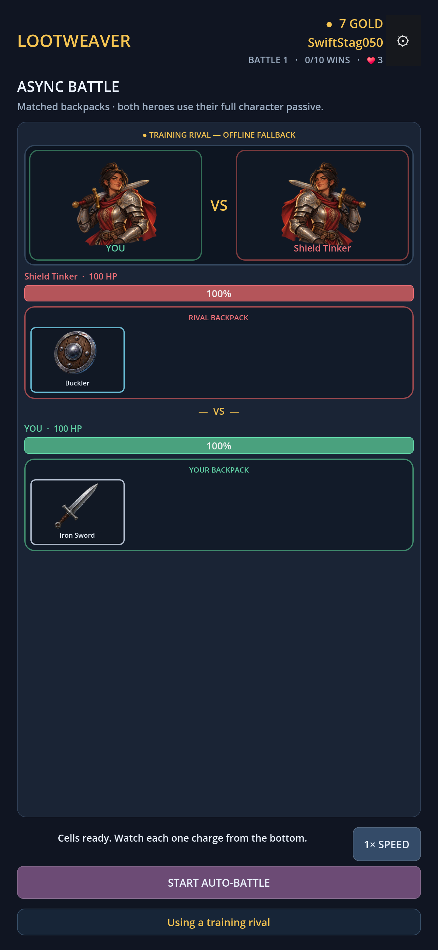A Lootweaver backpack battle