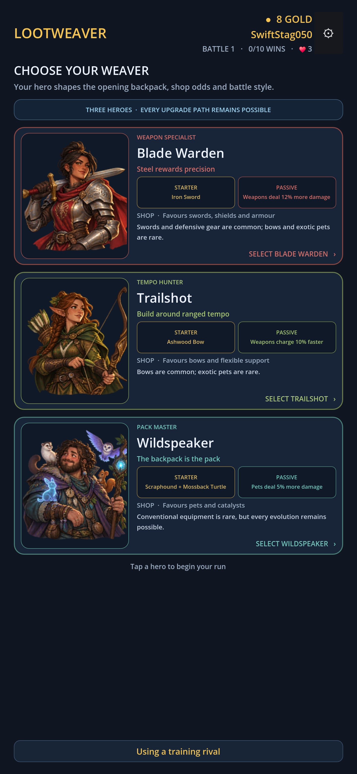 Choosing a Lootweaver hero